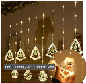 "✨🎇Cortina de  Esfera y Árbol🎄💡"